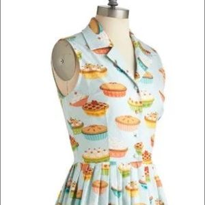Rare ModCloth Pie Dress! Yum and Done Cotton Shirt dress